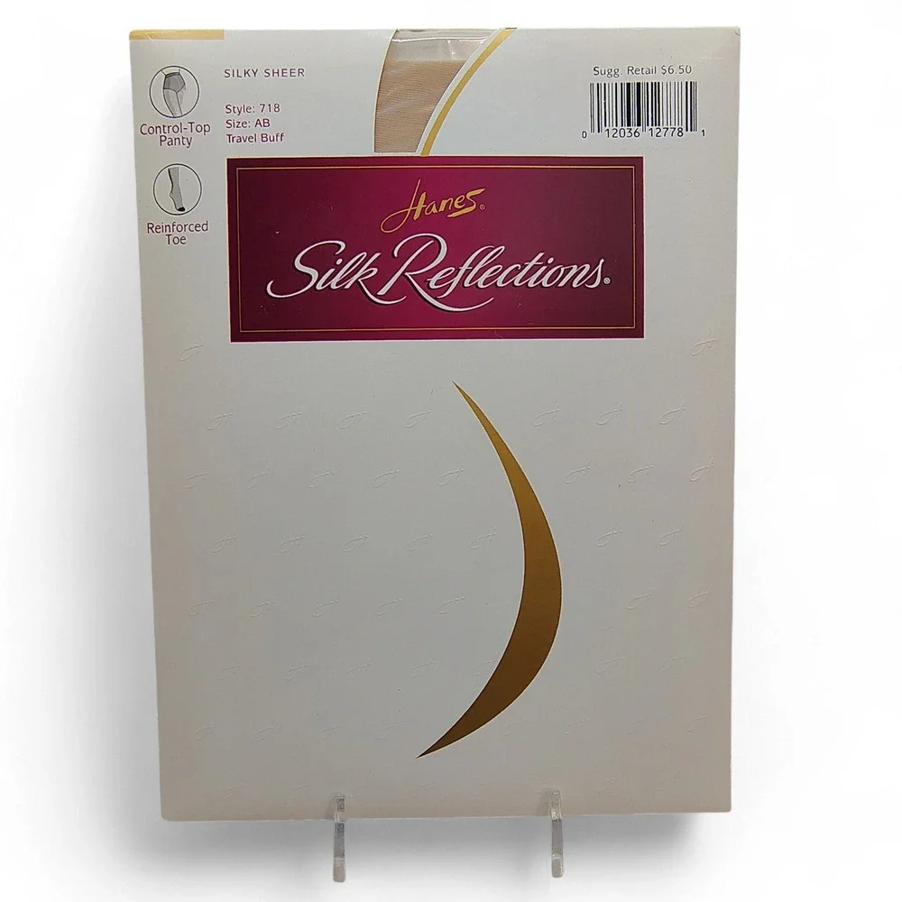 Hanes Silk Reflections 718 AB Travel Buff Control Top Pantyhose Silky Sheer 1998
